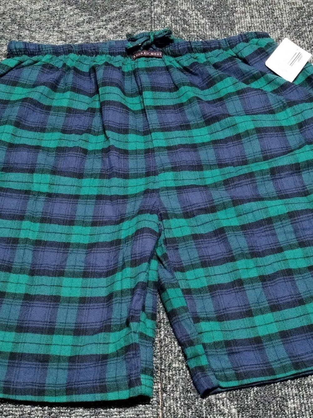 Andrew Scott Mens XL Loungewear Shorts Cotton Plaid Sleep Pajamas Blue green NEW